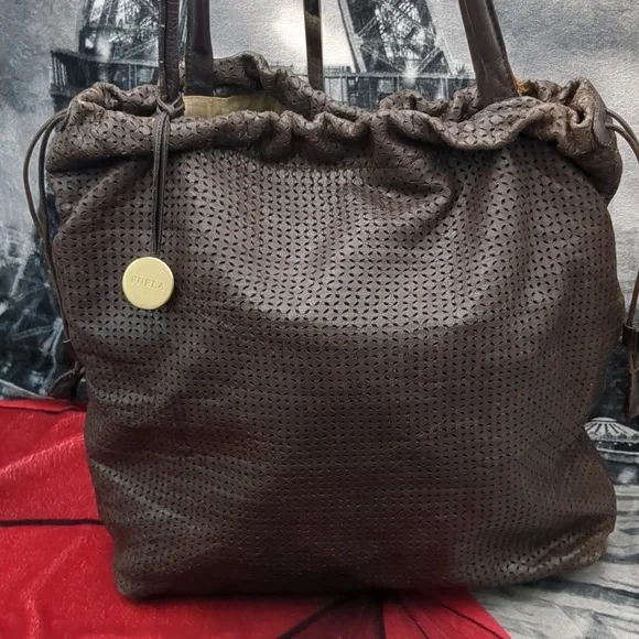 Furla Laser Cut Leather Shoulder Bag - Picture 2 of 16